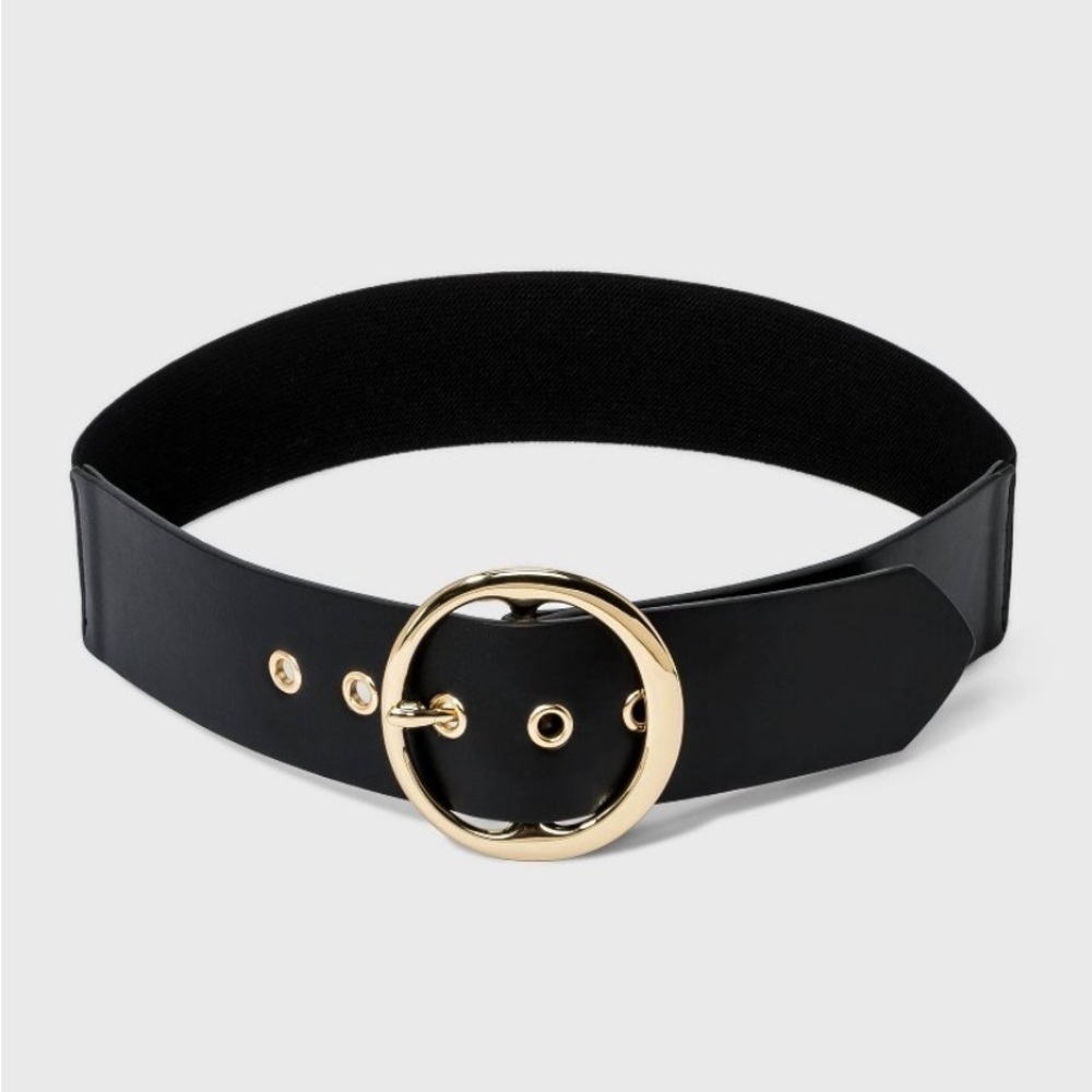Women's Round Buckle Belt - A New Day™
Black L